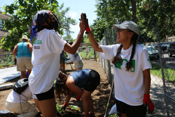 DENVER, CO - JULY 09:  during the Spark the Change Volunteer Event at Morey Middle School on Friday, July 9, 2021 in Denver, Colorado. (Photo by Eve Kilsheimer/MLB Photos via Getty Images)